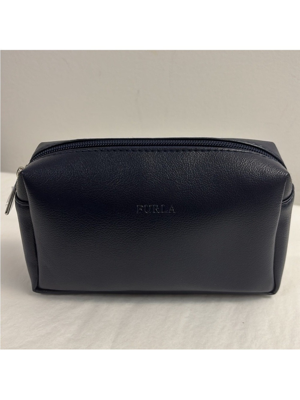 Furla unisex travel bag make up bag Navy Blue zipper top cosmetic DOP bag unisex